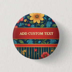 Elegant Floral Pattern 1 Inch Round Button