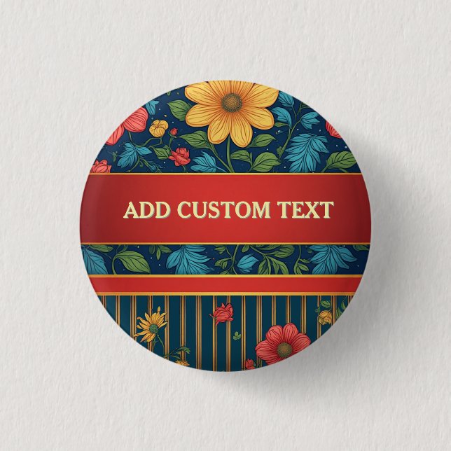 Elegant Floral Pattern 1 Inch Round Button (Front)