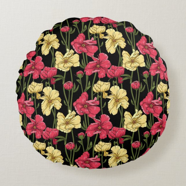 Elegant floral pattern 2 round pillow (Front)