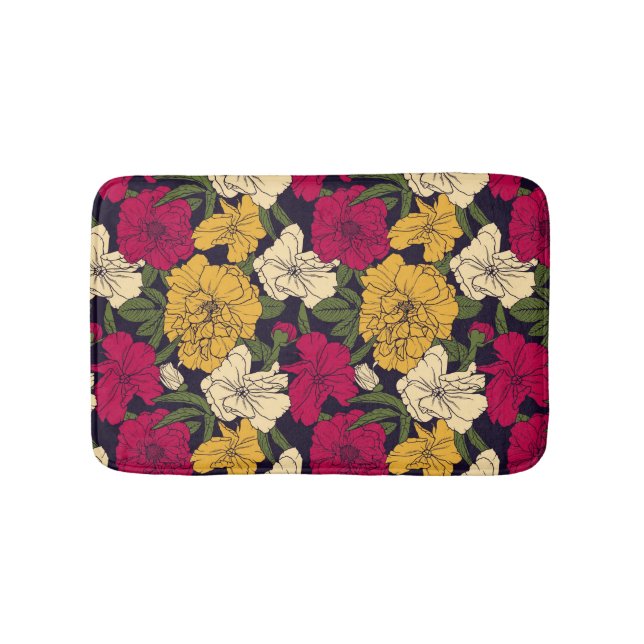 Elegant floral pattern bath mat (Front)