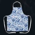 Elegant Floral Pattern Blue and White Chinoiserie Apron<br><div class="desc">Elegant Floral Pattern Blue and White Chinoiserie Apron features an elegant all-over botanical pattern inspired by classic chinoiserie artwork, blending detailed blossoms and foliage in soft blue and white tones. The intricate floral illustration creates a timeless, vintage-inspired aesthetic while maintaining a clean and refined look. The blue and white palette...</div>