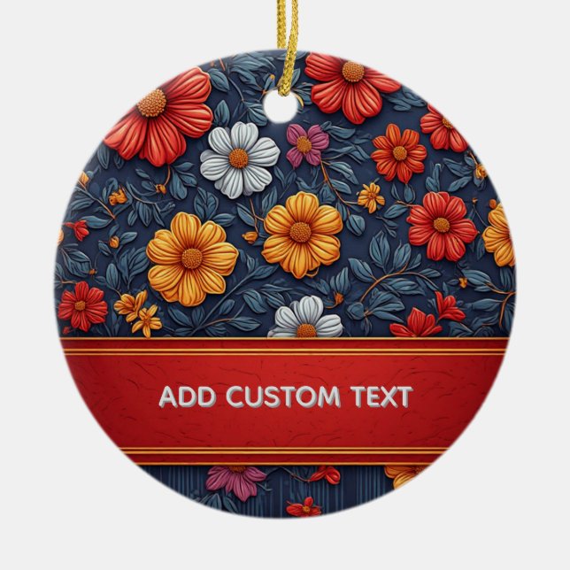 Elegant Floral Pattern Ceramic Ornament (Front)