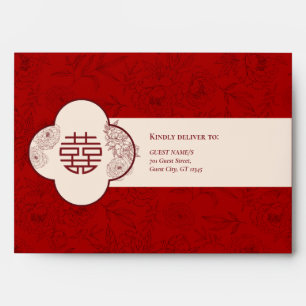 Elegant Floral Pattern Chinese Wedding Invitation Envelope