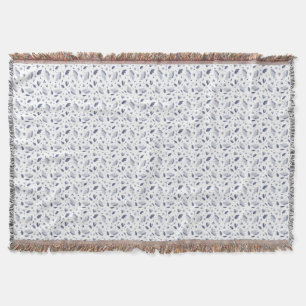 Elegant Floral Pattern Dark Blue and White Throw Blanket