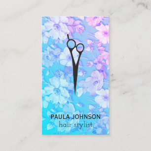 Elegant Floral Pattern Hair Salon Stylist Colourfu Business Card