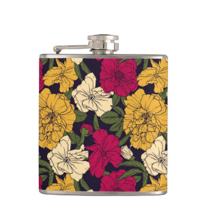 Elegant floral pattern hip flask