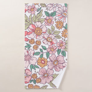 Elegant floral pattern in small hand draw flower.  bath towel