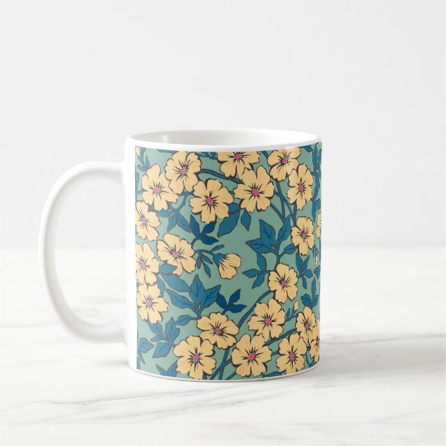 Elegant floral pattern in small hand draw flower.  coffee mug (Left)
