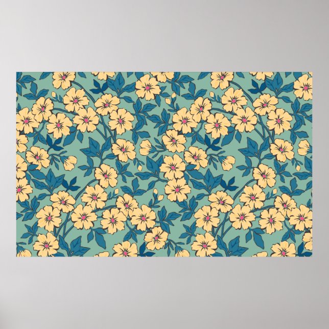 Elegant floral pattern in small hand draw flower.  poster (Front)