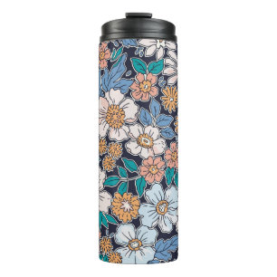 Elegant floral pattern in small hand draw flower. thermal tumbler