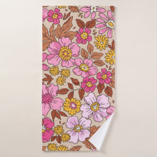 Elegant floral pattern in small hand draw flowers. bath towel