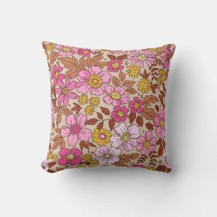 Elegant floral pattern in small hand draw flowers. throw pillow