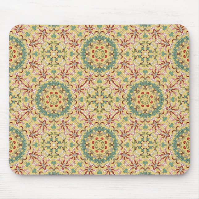 Elegant floral Pattern kaleidoscope Mouse Pad (Front)