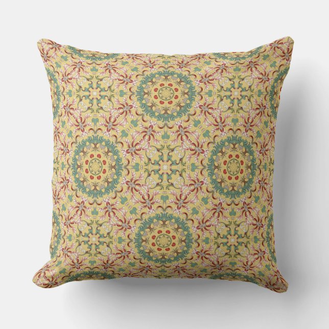 Elegant floral Pattern kaleidoscope Throw Pillow (Front)