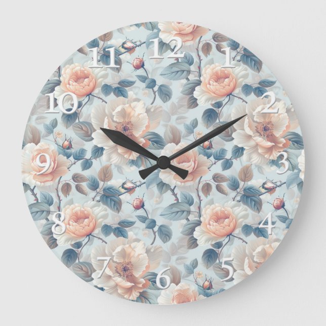 Elegant floral pattern. large clock (Front)