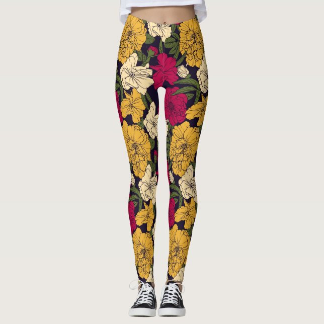 Elegant floral pattern leggings (Front)