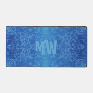 Elegant Floral Pattern light blue Desk Mat