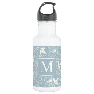 Elegant Floral Pattern Monogram   Water Bottle