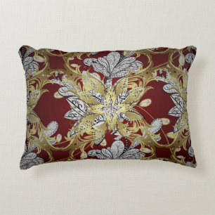 Elegant Floral Pattern Neutral Colours Gold Elemen Accent Pillow