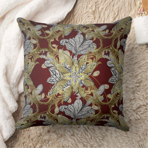 Elegant Floral Pattern Neutral Colours Gold Elemen Throw Pillow