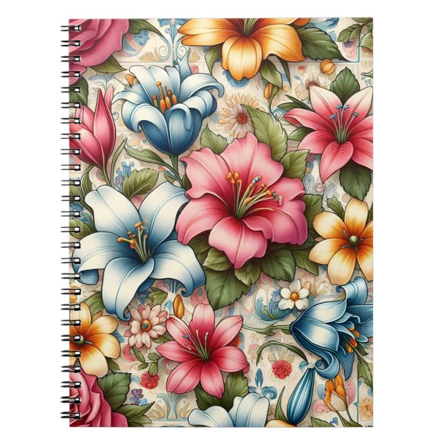 Elegant Floral Pattern Notebook (Front)