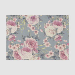 Elegant Floral Pattern of Pink Roses & Flowers Tissue Paper