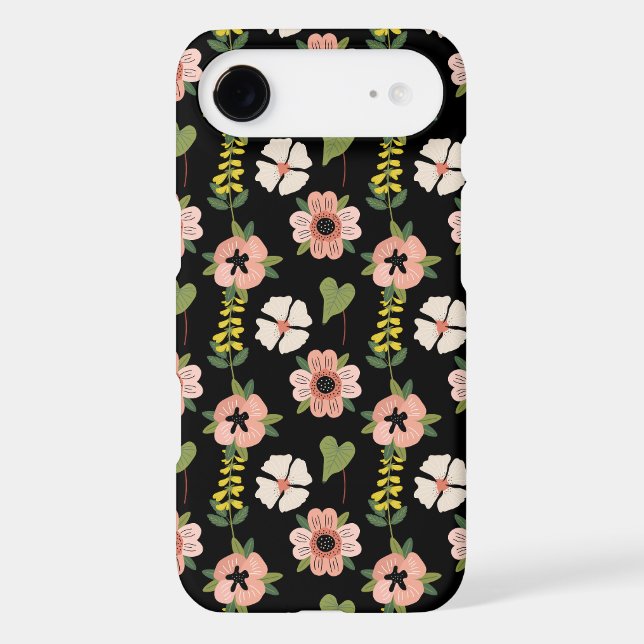 Elegant Floral Pattern on Black | Chic Botanical  (Verso)