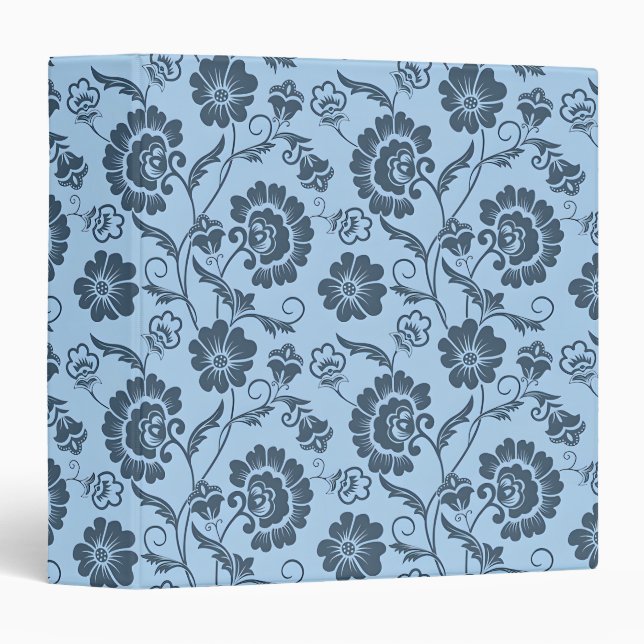 Elegant Floral Pattern on Light Blue Back Binder (Front/Spine)