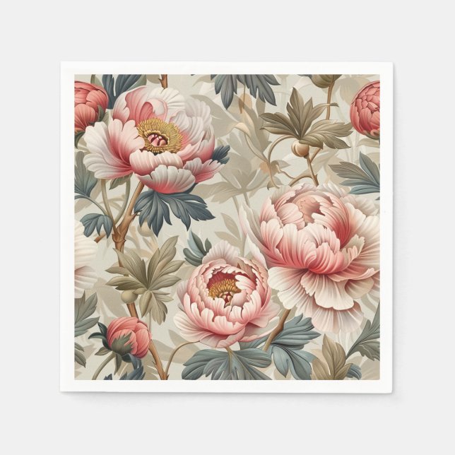 Elegant floral pattern. Pale pink peonies  Napkin (Front)