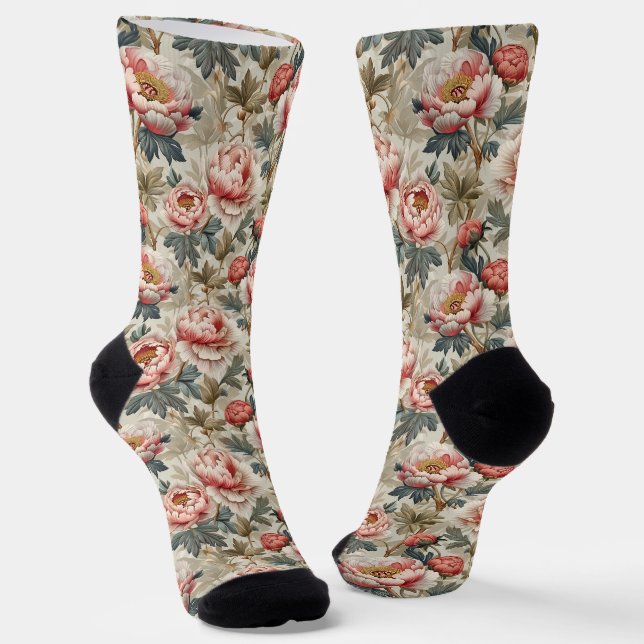 Elegant floral pattern. Pale pink peonies  Socks (Angled)