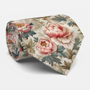 Elegant floral pattern. Pale pink peonies  Tie