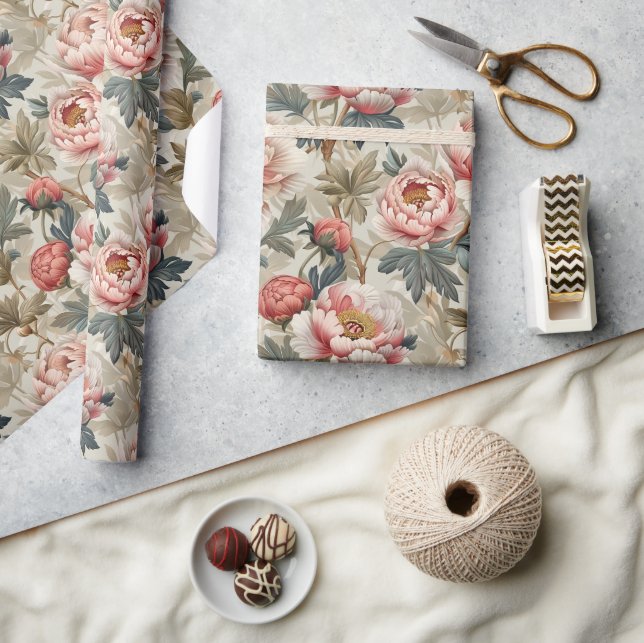Elegant floral pattern. Pale pink peonies Wrapping Paper (Crafts)