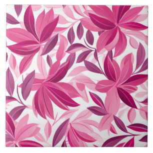 Elegant Floral Pattern Pink Fuchsia Tile