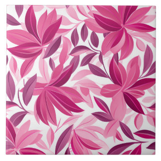 Elegant Floral Pattern Pink Fuchsia Tile