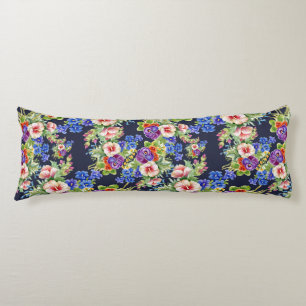 Elegant Floral Pattern Pink Yellow Blue Foliage Body Pillow