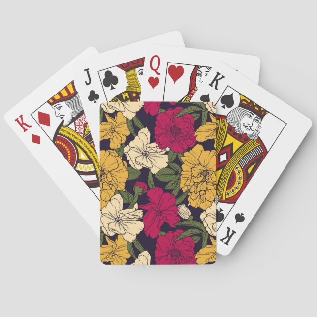 Elegant floral pattern playing cards (Back)
