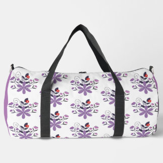 Elegant floral pattern purple violet grey red duffle bag