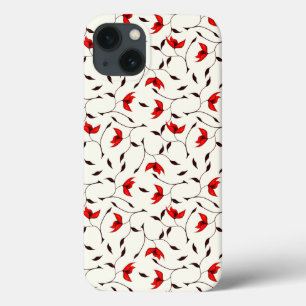 Elegant Floral Pattern Red Flowers iPhone 13 Case