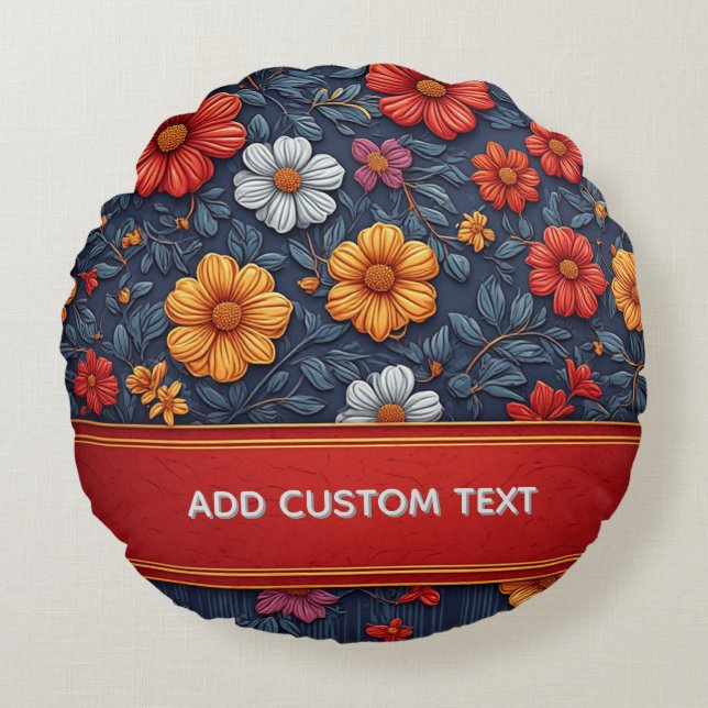 Elegant Floral Pattern Round Pillow (Front)
