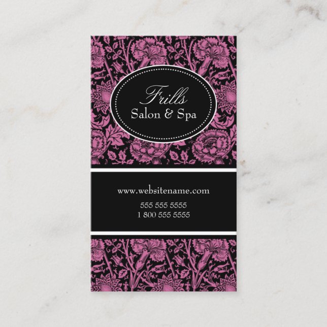 Elegant Floral Pattern Salon Pink Appointment Card (Front)
