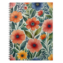 Elegant Floral Pattern Spiral Photo Notebook