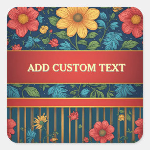 Elegant Floral Pattern Square Sticker