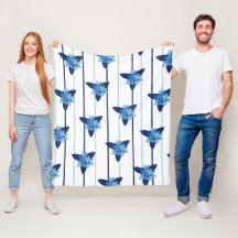 Elegant floral pattern stripe monochromatic blue