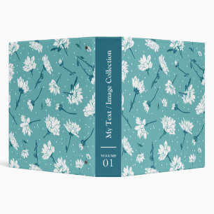 Elegant Floral Pattern - Teal & White Botanical Binder