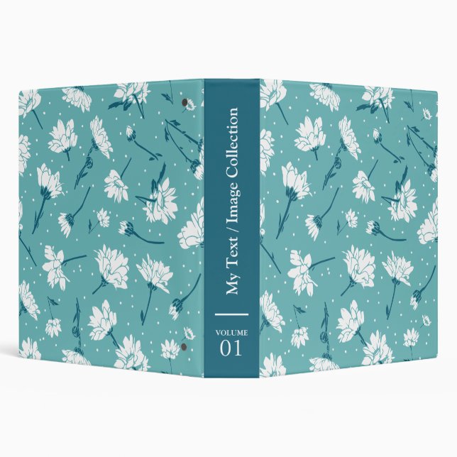 Elegant Floral Pattern - Teal & White Botanical Binder (Background)