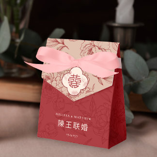 Elegant Floral Pattern Thank You Chinese Wedding  Favor Box