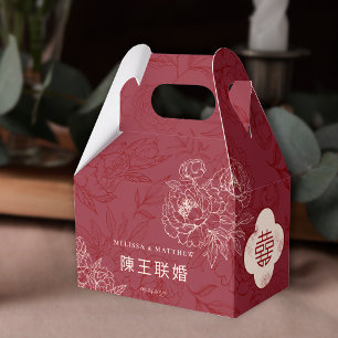 Elegant Floral Pattern Thank You Chinese Wedding  Favor Box