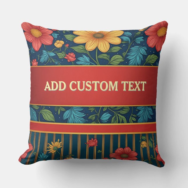 Elegant Floral Pattern Throw Pillow (Front)