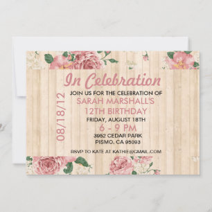 Elegant Floral Pattern Trim Wood Invitation