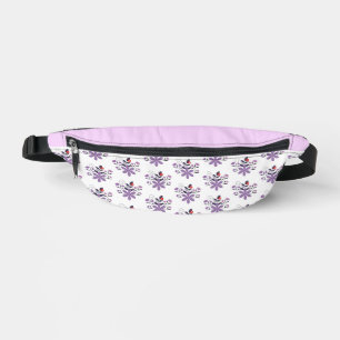 Elegant floral pattern violet purple grey red fanny pack